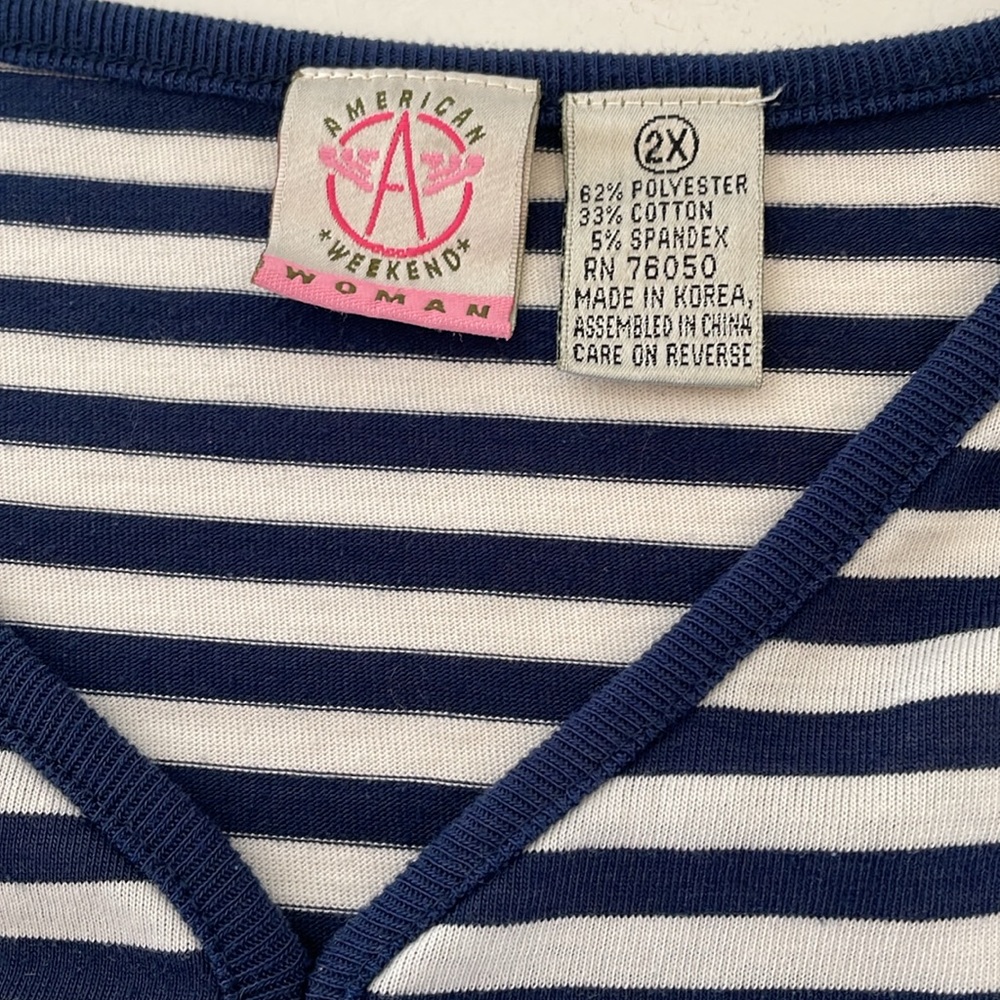 American Weekend Woman Sz 2X Nautical Casual Top - Picture 3 of 6